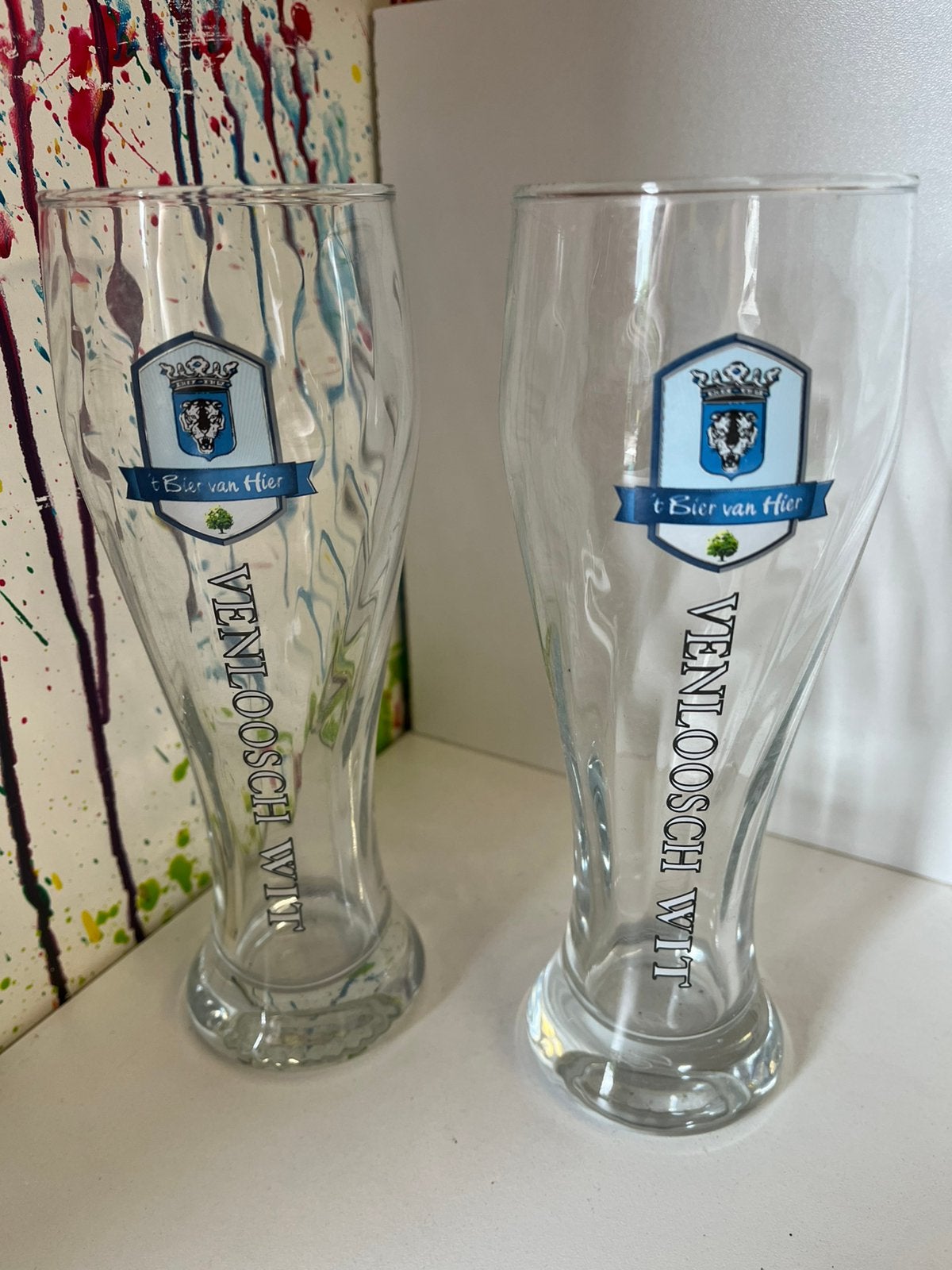 Venloosch Wit bierglazen set van 2 glazen, Ophalen of Verzenden, Nieuw, Glas of Glazen, Overige merken