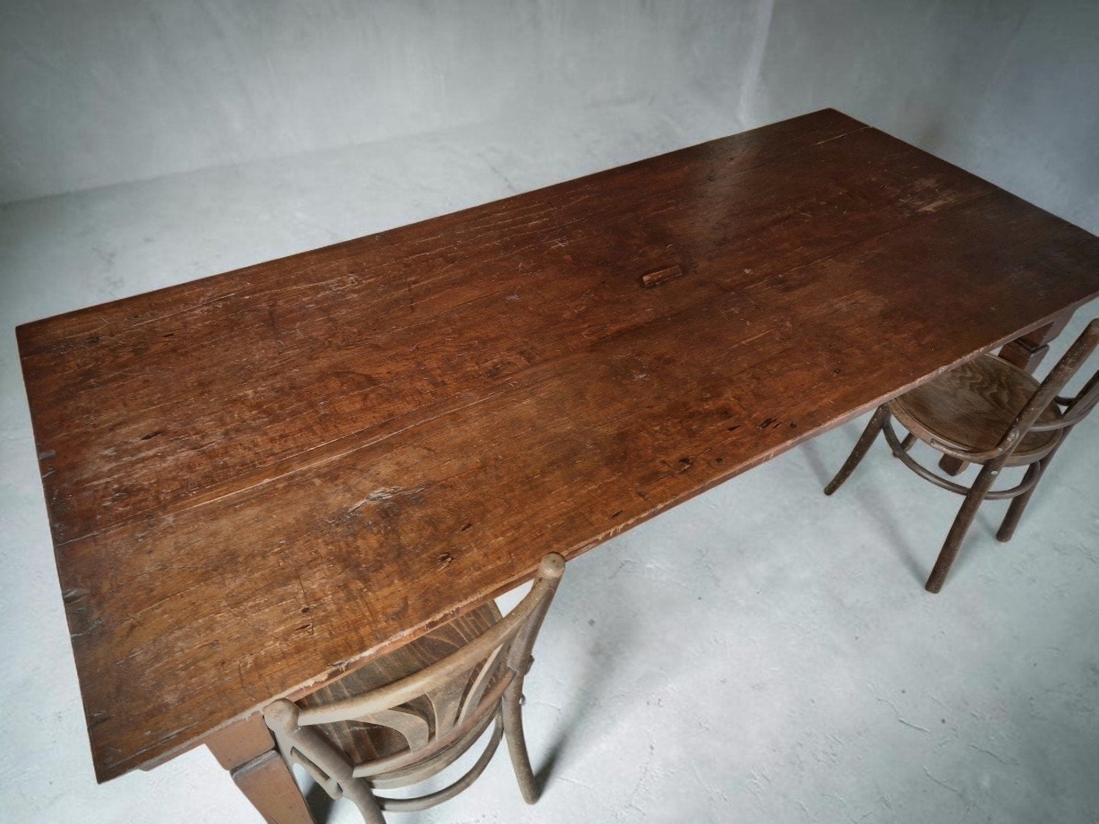 Franse antieke boerentafel, Huis en Inrichting, Ophalen, Eikenhout, 200 cm of meer, 50 tot 100 cm