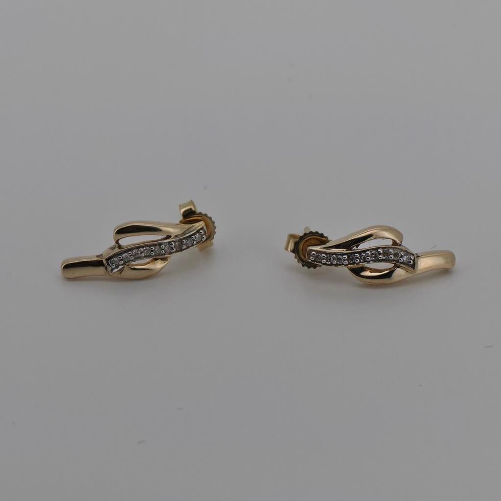 Gouden Oorbellen 14K (585) met Diamantjes - 2.20g, Sieraden, Tassen en Uiterlijk, Oorbellen, Ophalen of Verzenden, Zo goed als nieuw