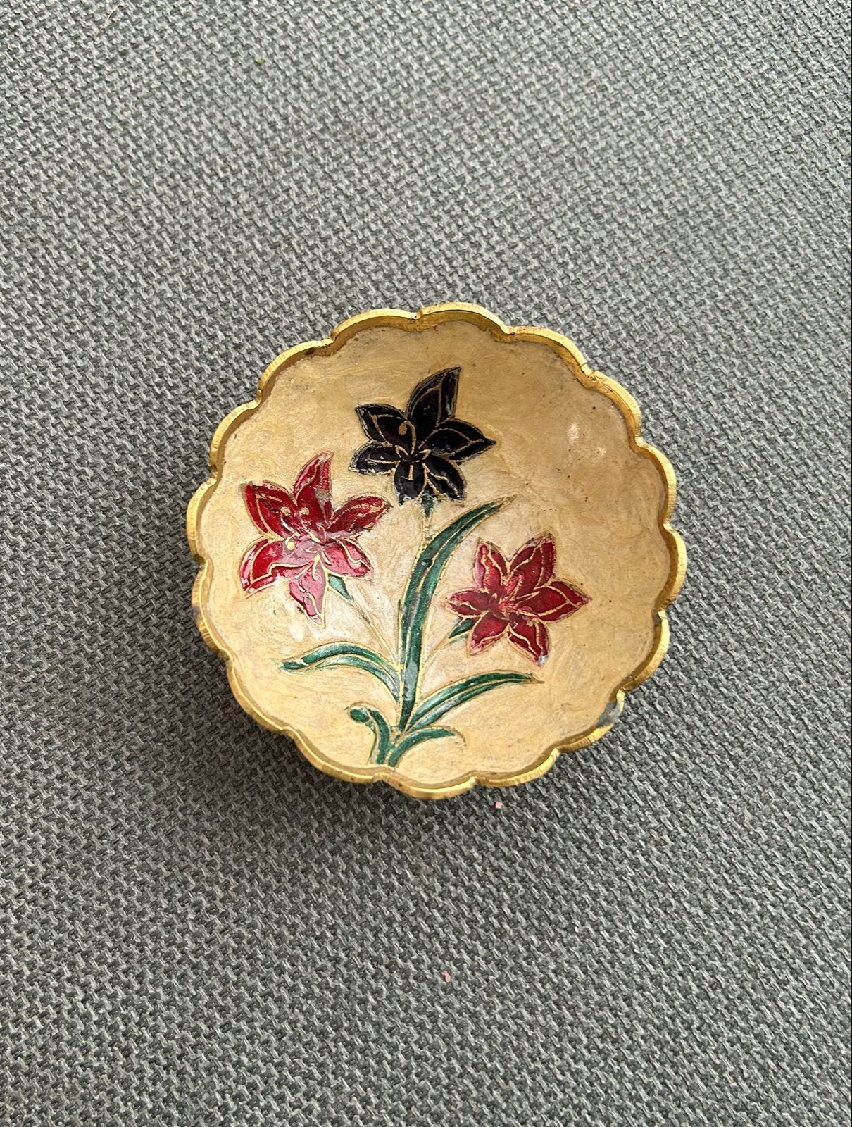 Cloisonné messing schaaltje met bloemmotief, Ophalen of Verzenden