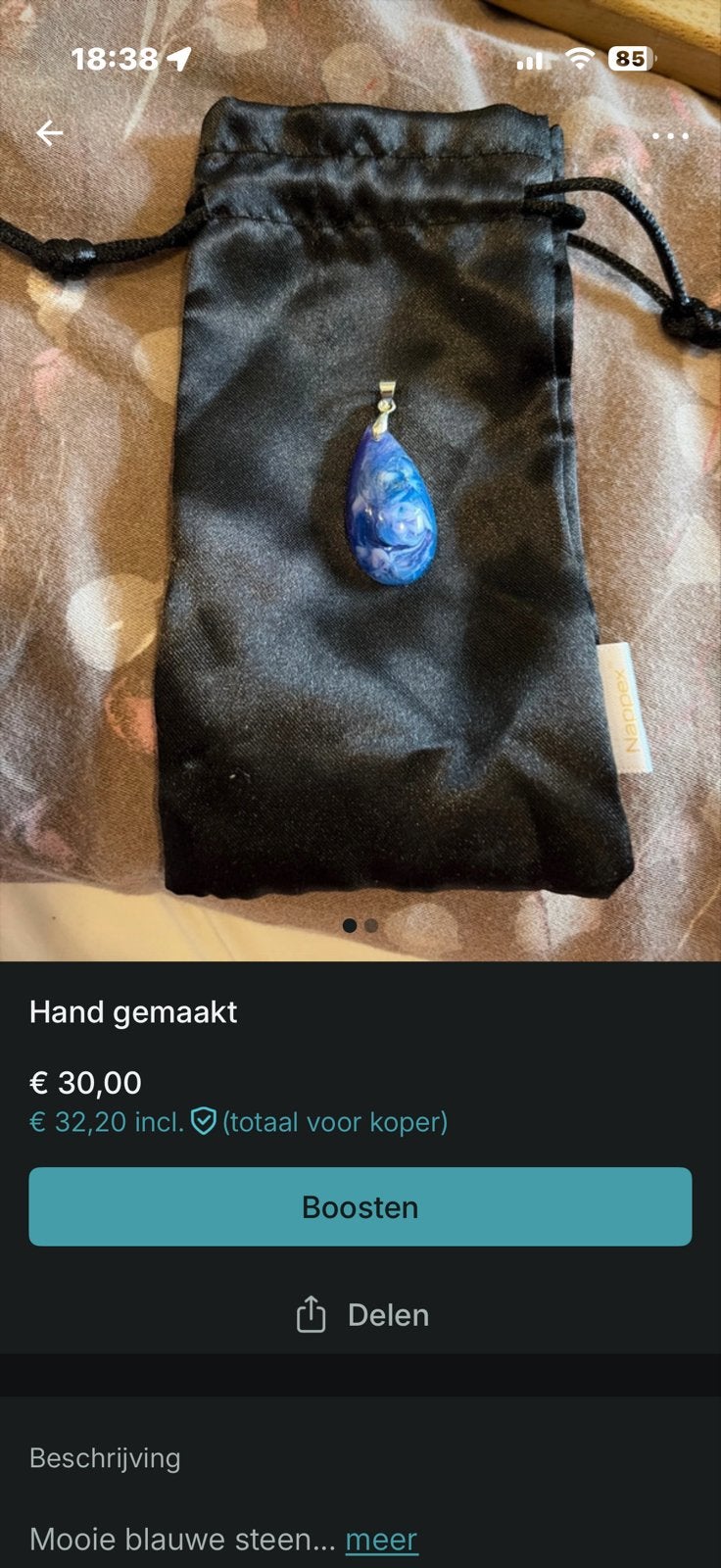 Handgemaakte Blauwe Steen Hanger, Overige voorstellingen, Blauw, Ophalen of Verzenden, Zo goed als nieuw