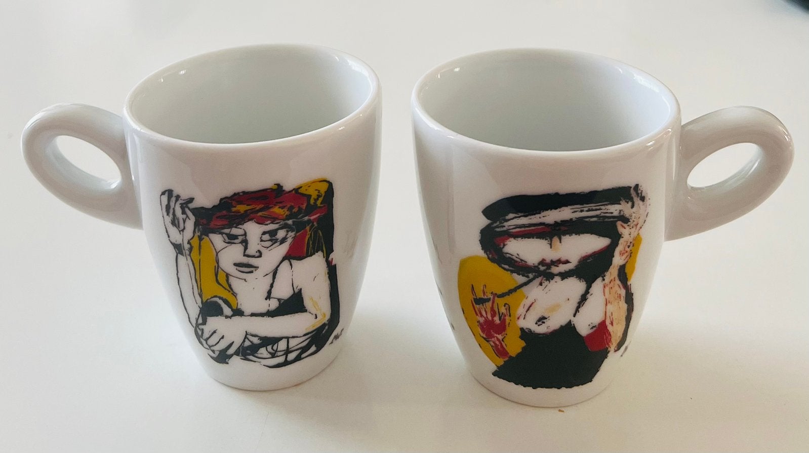2 porseleinen espressomokken Herman Brood, Walküre Germany., Ophalen of Verzenden, Zo goed als nieuw, Overige stijlen, Kop(pen) en/of Schotel(s)