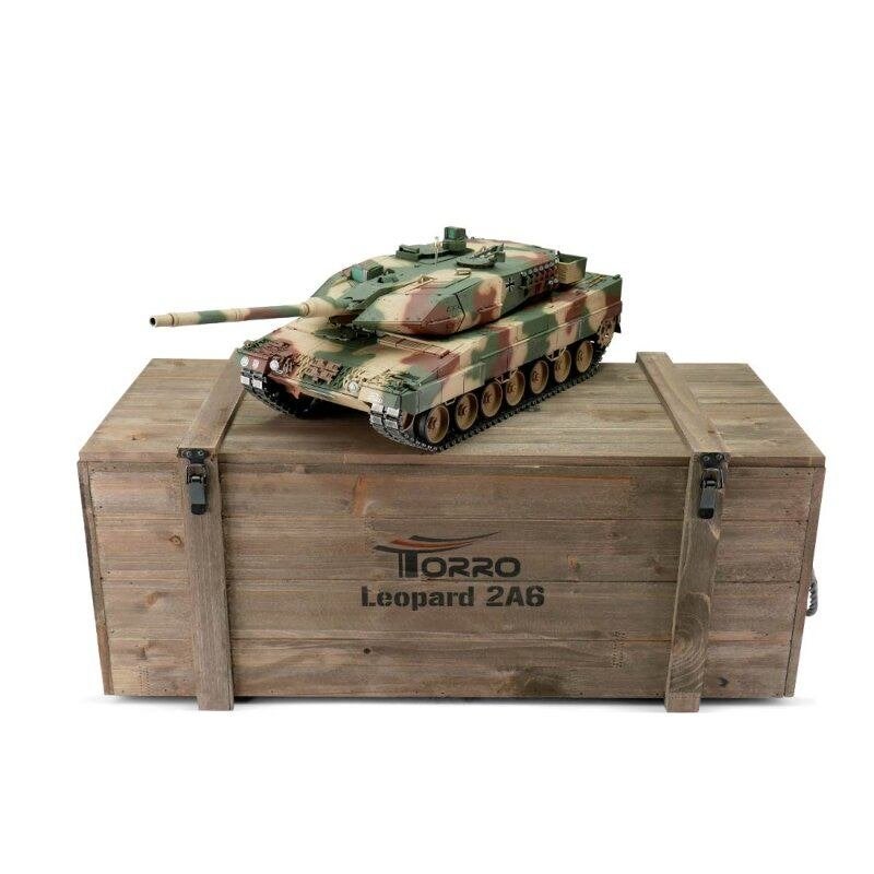 Bestuurbare tank schaal 1op16 RC Leopard 2A6 camouflage BB, Ophalen of Verzenden, Zo goed als nieuw