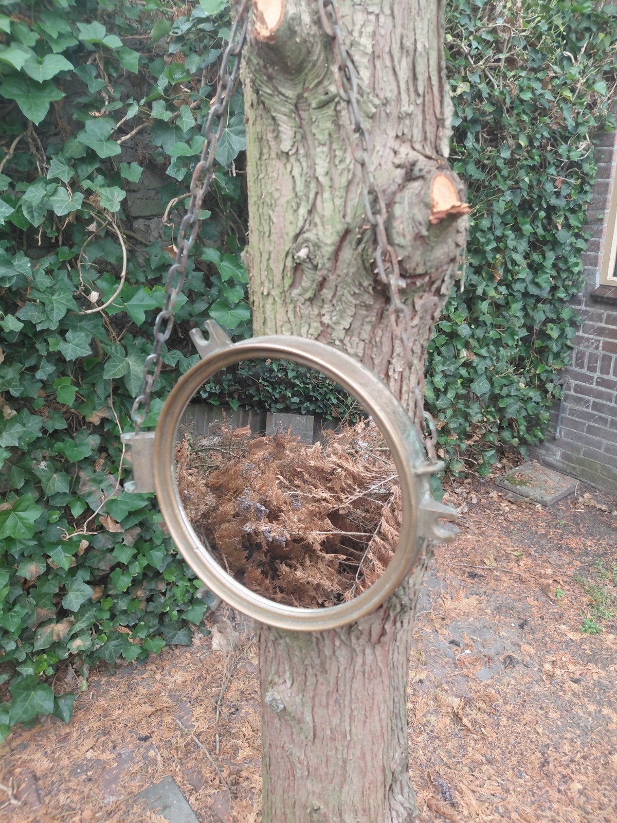 Antieke scheeps patrijspoort spiegel, Ophalen of Verzenden, Minder dan 50 cm