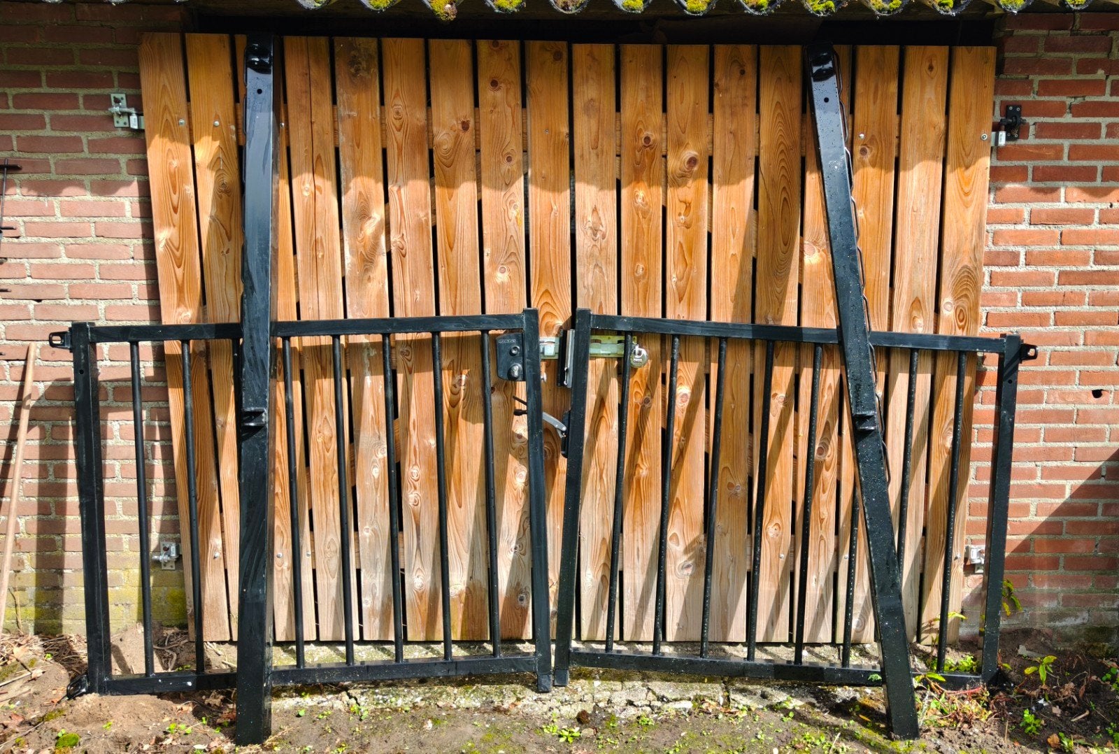 Dubbele draaipoort 1,25m hoog 3m breed zwart 9005, Ophalen, Nieuw, IJzer, Dubbelstaafmat hekwerk