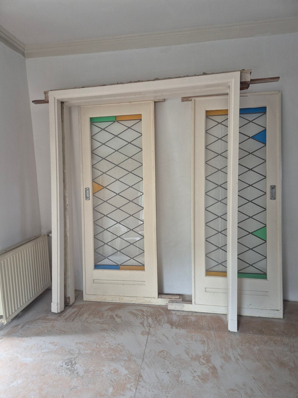 Prachtige originele glas in lood schuifdeuren, Doe-het-zelf en Verbouw, Ophalen of Verzenden