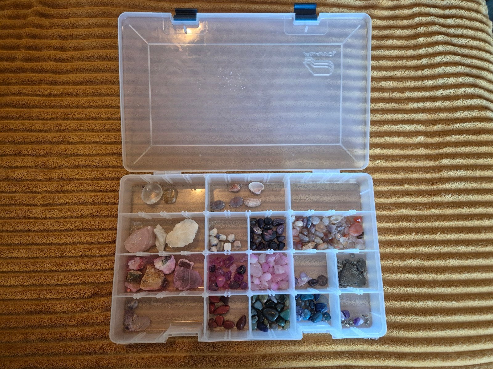 Bakje met diverse edelstenen en mineralen, Ophalen, Gebruikt