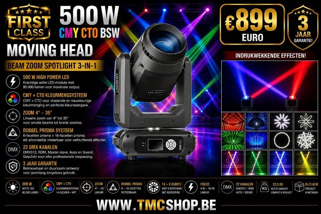 SUPERPROMO Nieuwe First Class 500W CMY CTO BSW Moving, Ophalen of Verzenden, Nieuw, Discobol, Geluidgestuurd