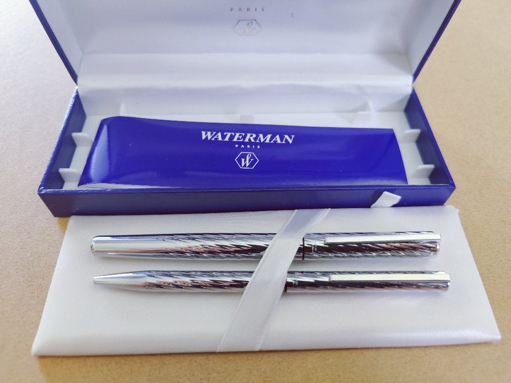 waterman vulpen en balpen Torsade pennenset vintage, Verzamelen, Pennenverzamelingen, Pennenset, Gebruikt, Met doosje, Ophalen of Verzenden