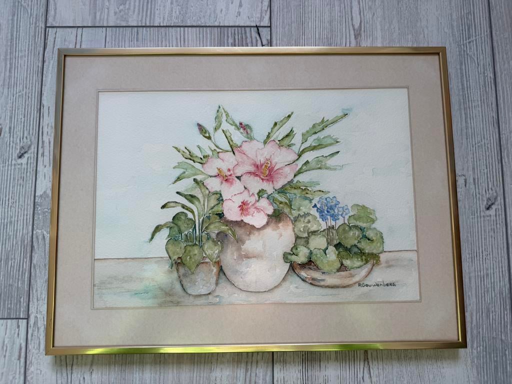 Schilderij bloemen in lijst, Antiek en Kunst, Kunst | Schilderijen | Klassiek, Ophalen of Verzenden