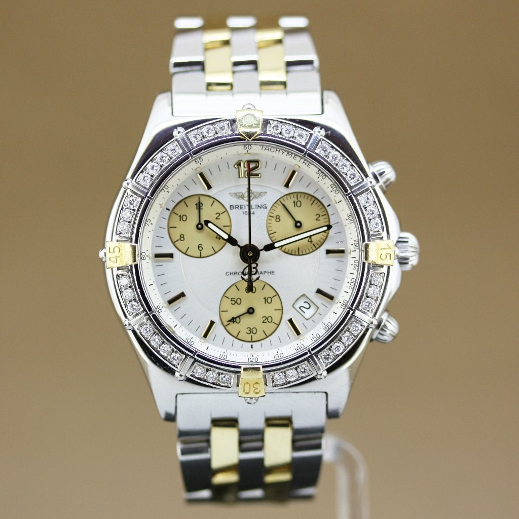 Breitling Chrono Sirius Staal-Goud Diamant., Staal, Gebruikt, Breitling, Polshorloge