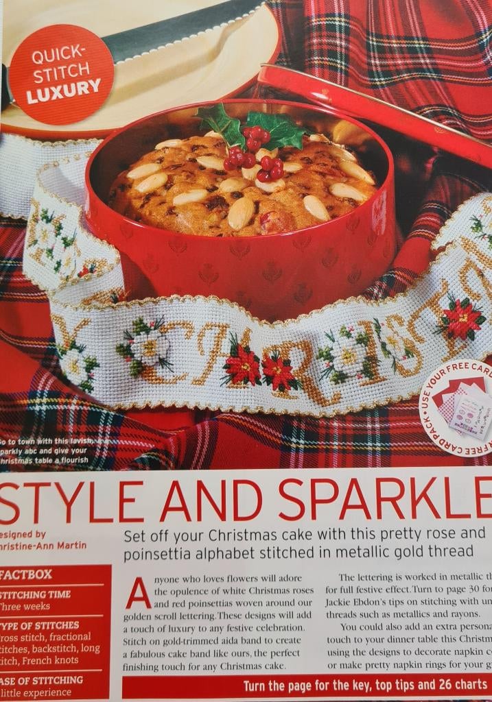 Witte en Rode Kerstster alfabet borduurpatroon, Ophalen, Nieuw, Handborduren, Patroon