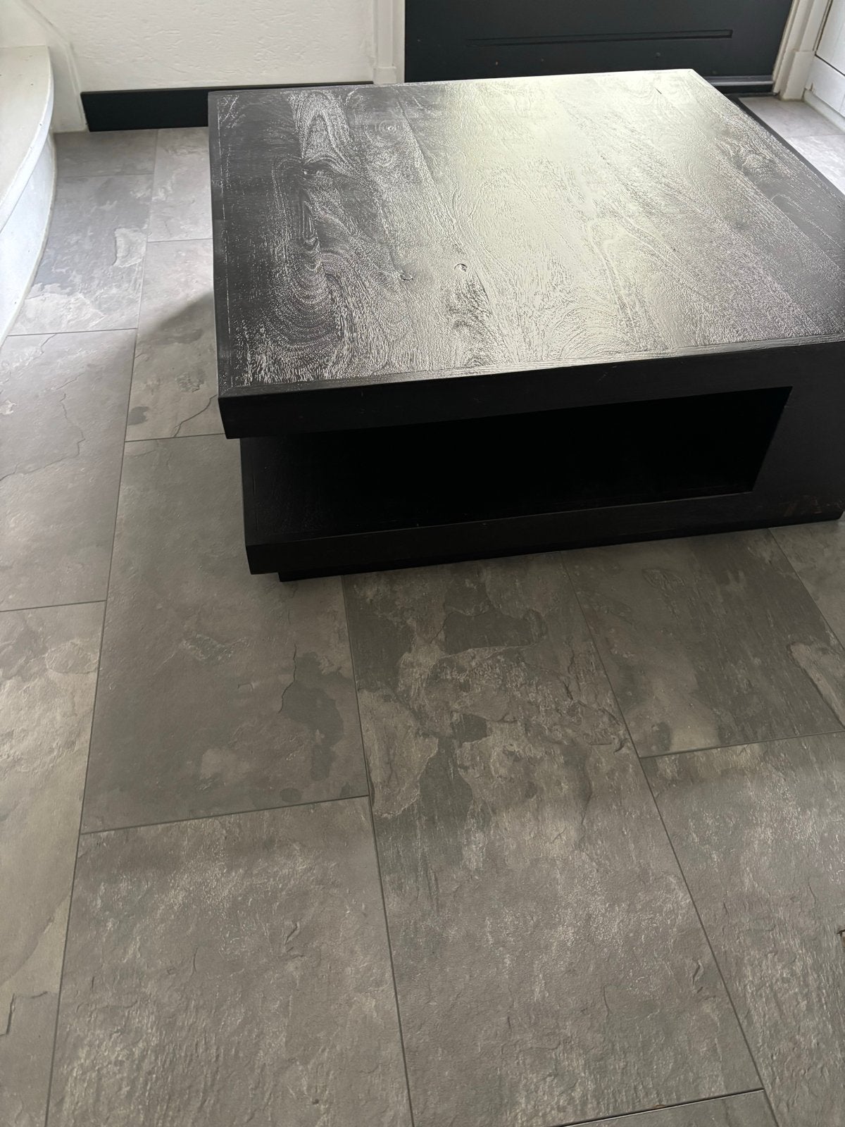 Zwarte Mangohouten Salontafel 80x80x31cm, Ophalen, Gebruikt, Vierkant, 50 tot 100 cm