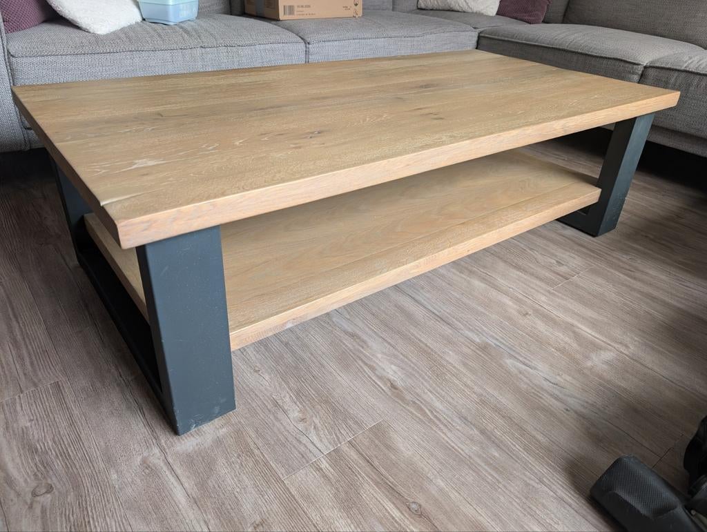 Salontafel Pronto Wonen Verato Natural Grey 140x70, Ophalen, 100 tot 150 cm, 50 tot 100 cm, Zo goed als nieuw
