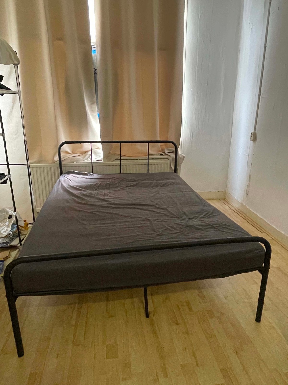 Tweepersoonsbed met bedframe, Ophalen, Zwart, Tweepersoons, 140 cm