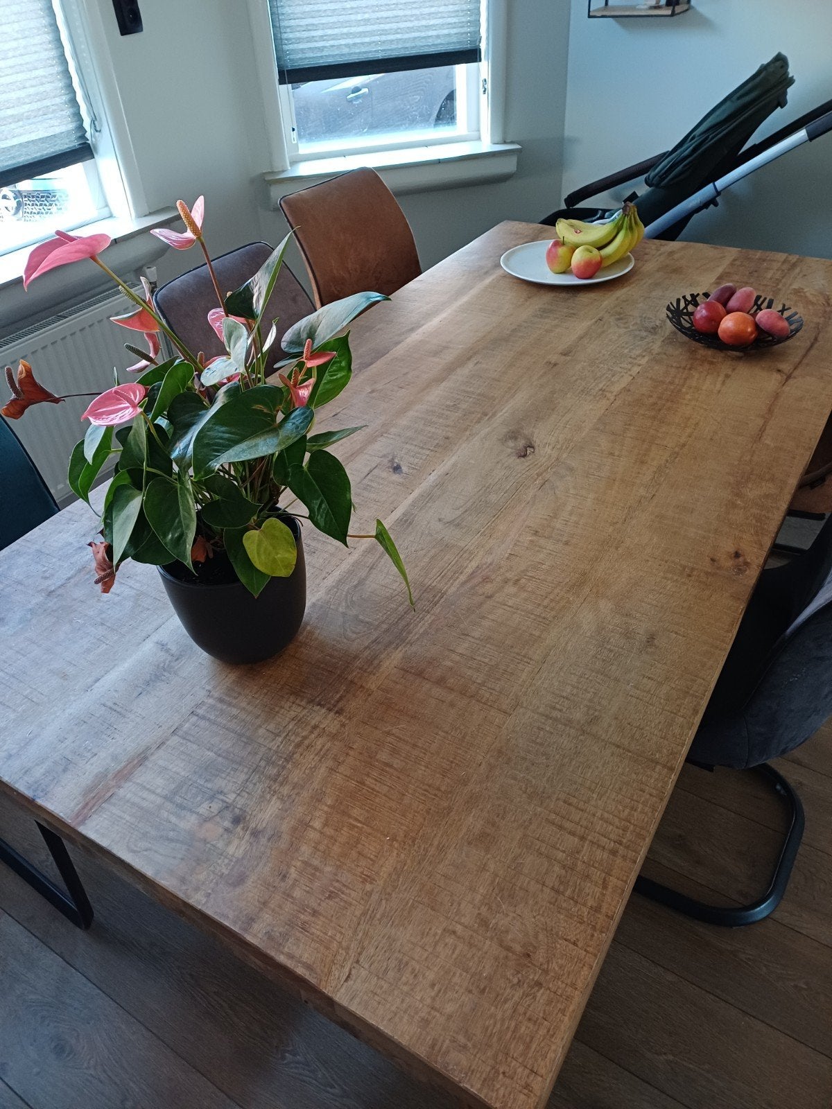 Eettafel hout, 200 cm, Ophalen, Gebruikt, 200 cm of meer, 50 tot 100 cm