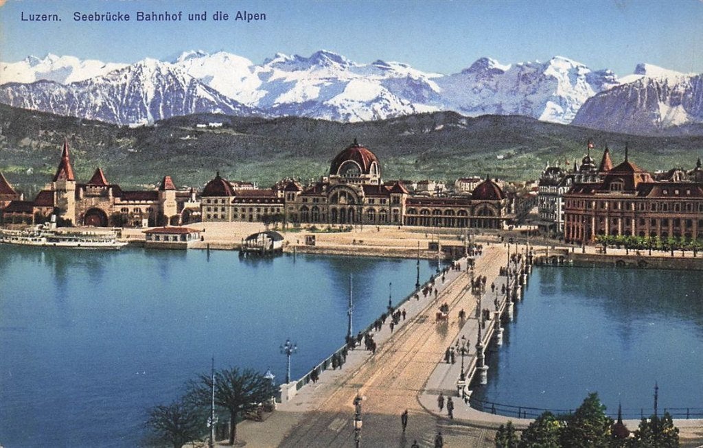 702-461-009 Luzern Seebrücke Bahnhof Und Die Alpen, Ophalen of Verzenden, Voor 1920, Overig Europa