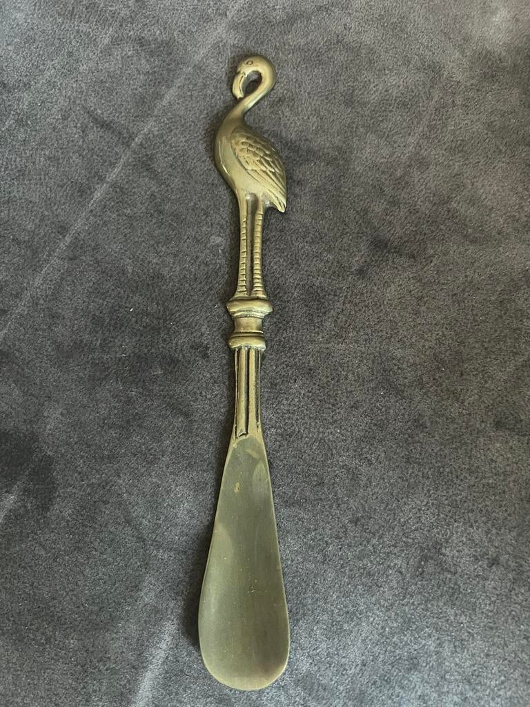 Vintage Messing / Koperen Schoenlepel Flamingo.., Antiek en Kunst, Ophalen of Verzenden, Koper