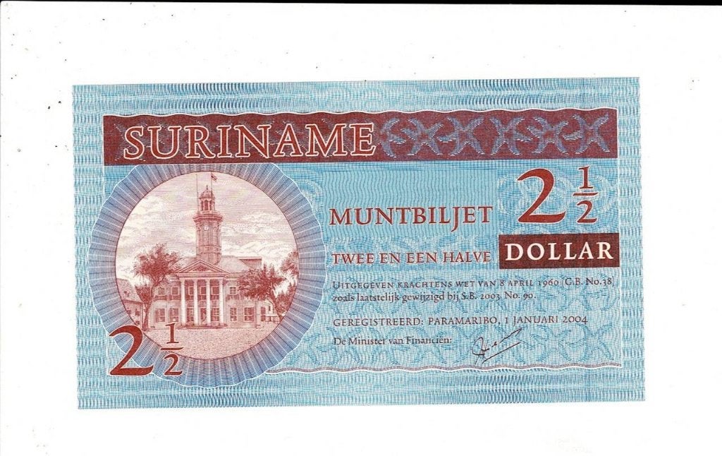 Suriname, 2 1/2 dollar 2004, Ophalen of Verzenden, Zuid-Amerika