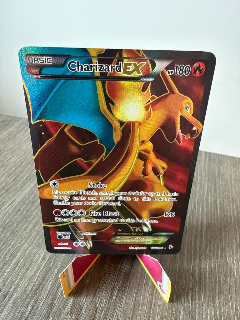 Charizard EX (100 Full Art) Pokémon Kaart, Ophalen of Verzenden, Zo goed als nieuw, Losse kaart, Foil