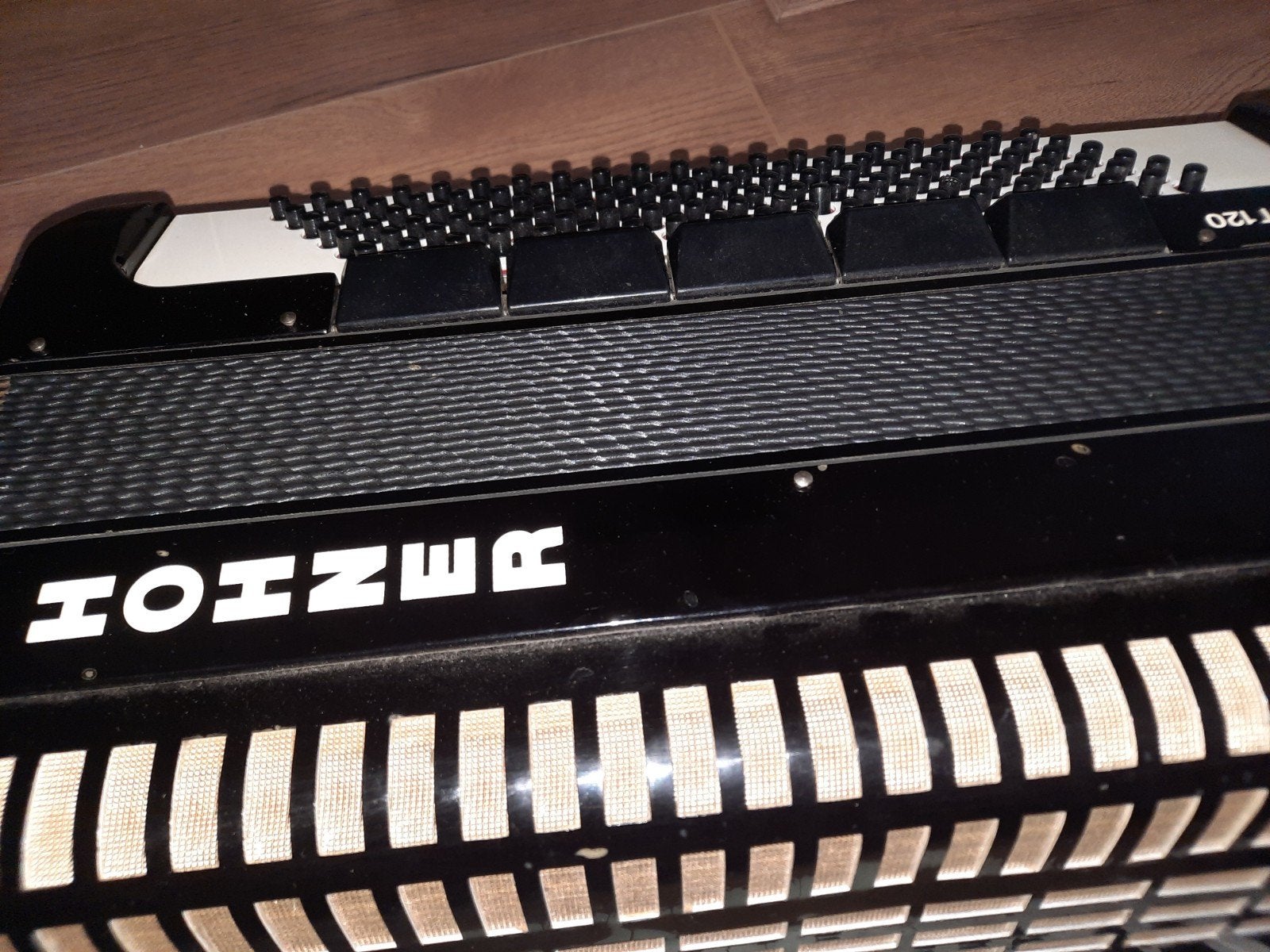 Zwarte Hohner accordeon 120 bas, Ophalen, Gebruikt, Met koffer, Hohner