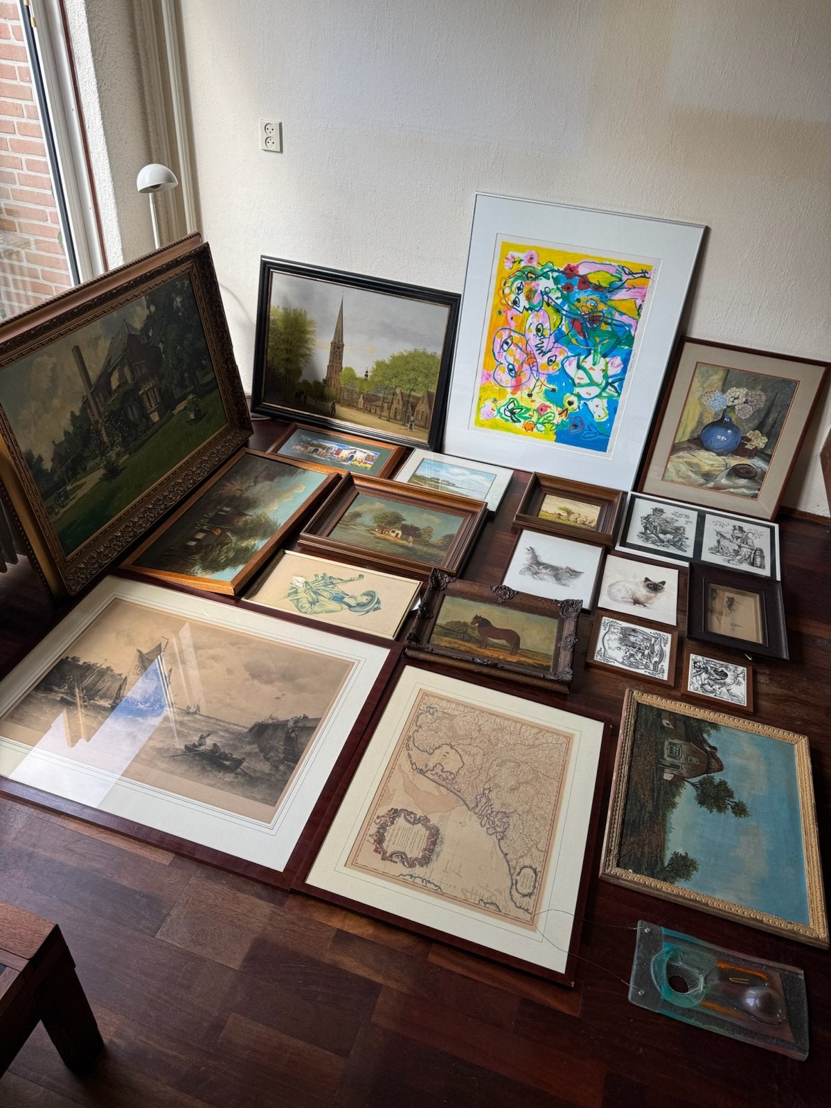 Grote partij kunst (17 werken) o.a. Hans Truijen, Wout Schou, Antiek en Kunst, Ophalen, Gesigneerd, Landschap, Olieverf