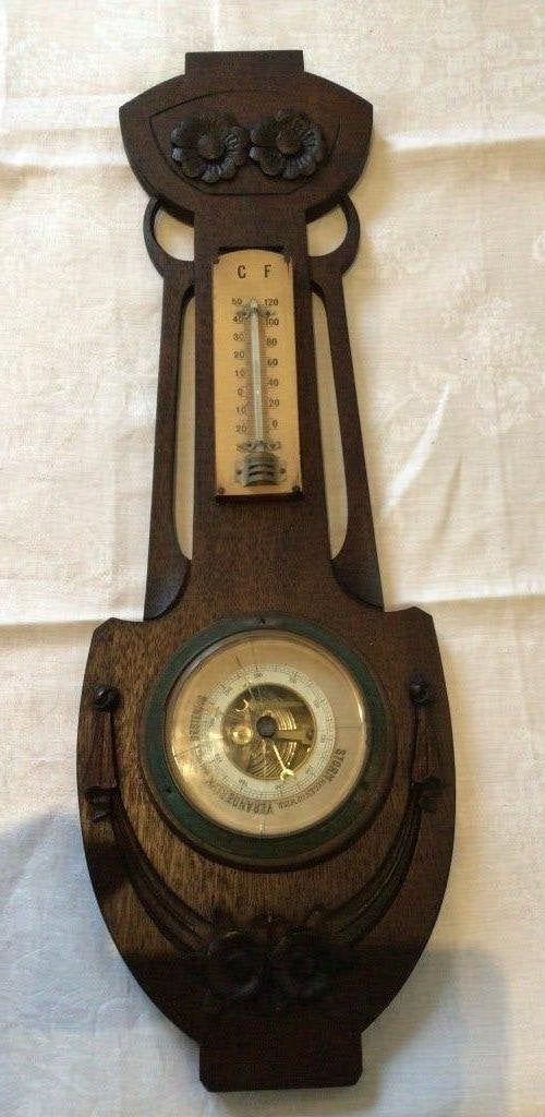 Antieke houten barometer / thermometer, Antiek en Kunst, Verzenden