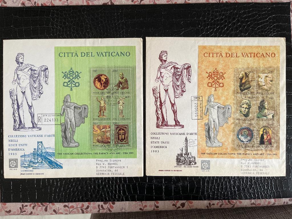 2x FDC Vaticaan met blok, Postzegels en Munten, Postzegels | Eerstedagenveloppen, Ophalen of Verzenden, Beschreven, Europa