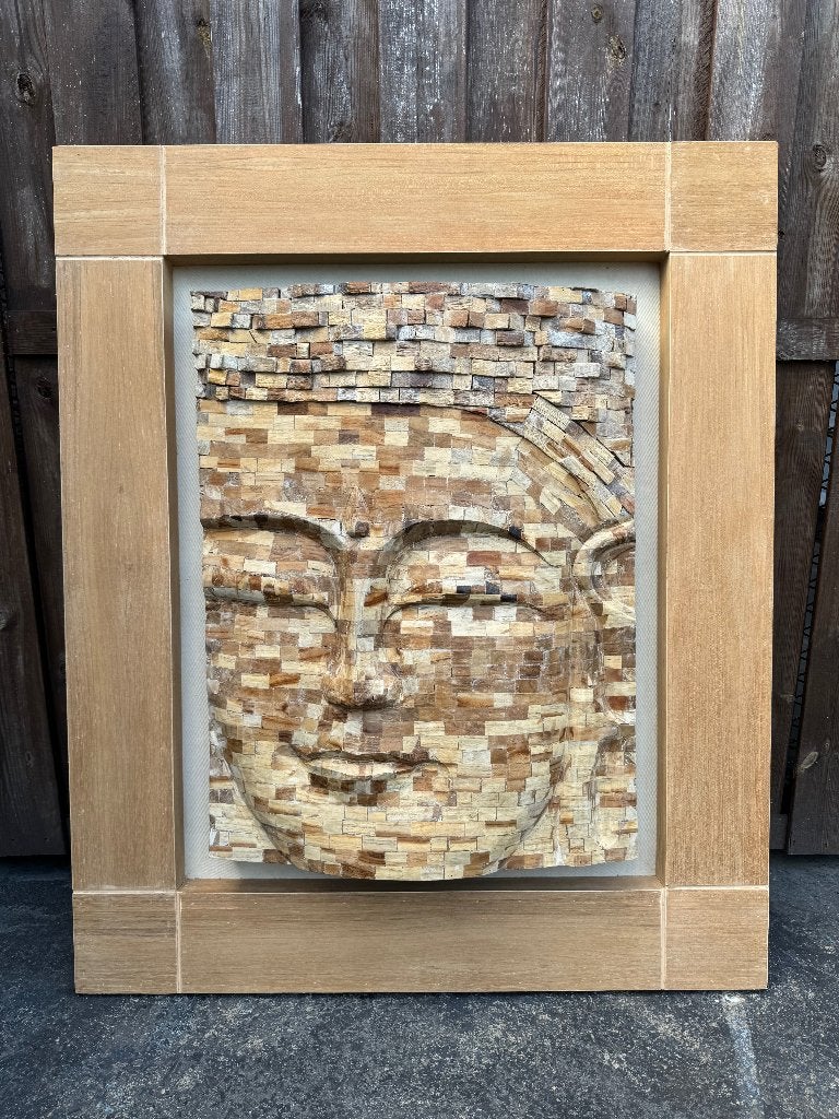 3D teak houten wandpaneel met Boeddha-motief, Huis en Inrichting, Woonaccessoires | Wanddecoraties, Ophalen, Hout, 5 cm, Wandbord of Wandpaneel