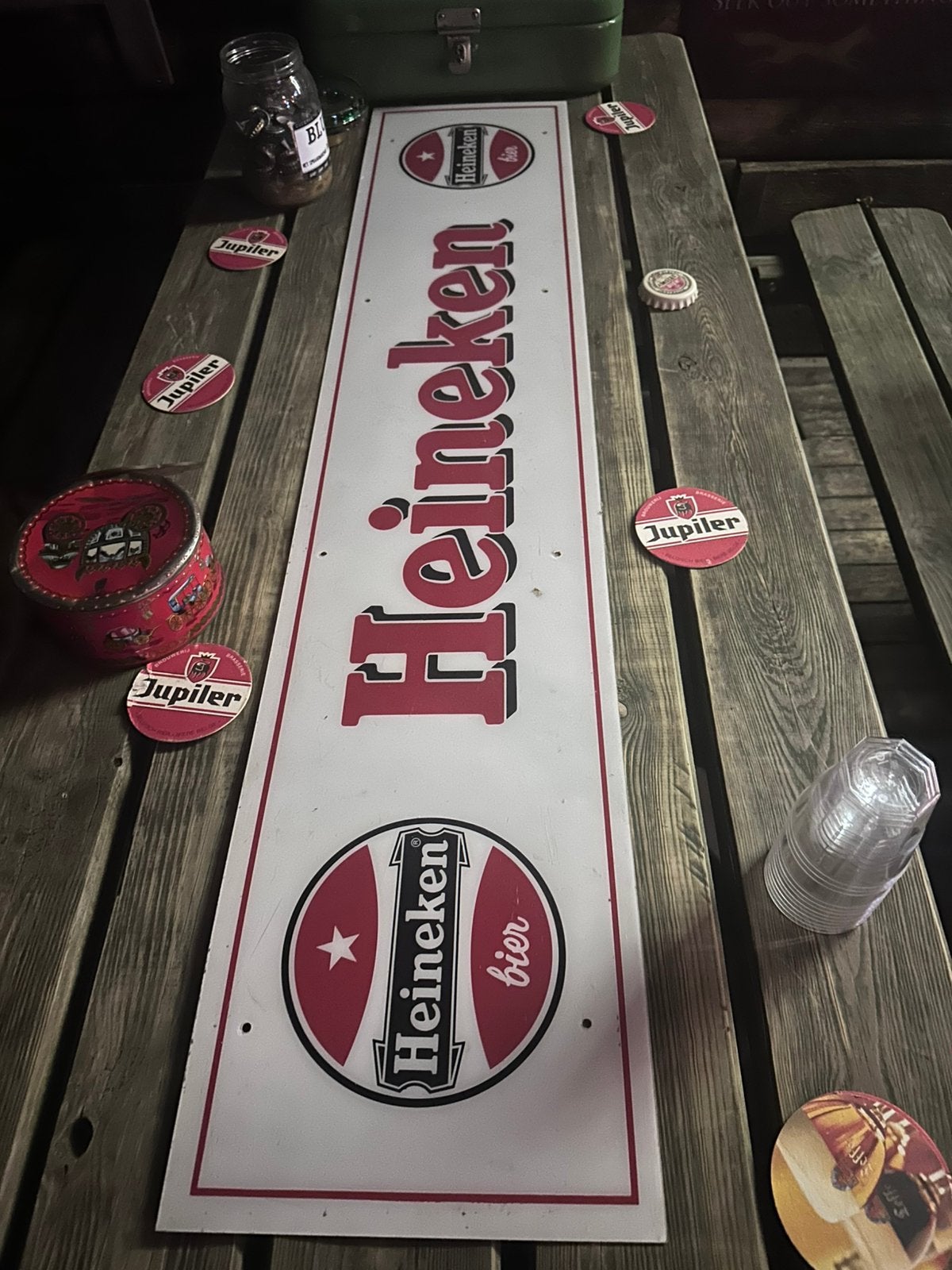 Te koop origineel vintage Heineken bord., Ophalen, Zo goed als nieuw, Reclamebord, Plaat of Schild, Heineken