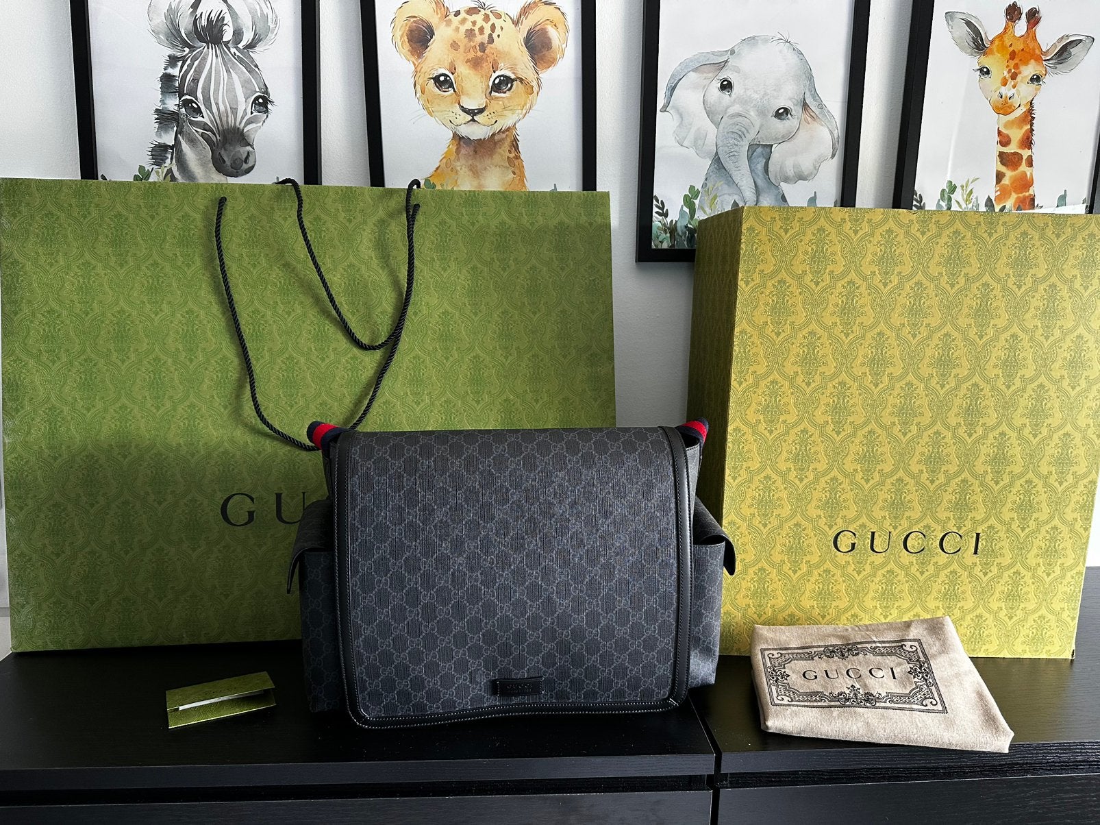 Z.g.a.n. Gucci GG large supreme canvas luiertas, Gucci, Zo goed als nieuw, Ophalen, Verzorgingstas