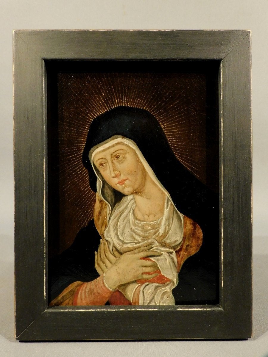 Antiek schilderij Madonna Maria olie op hout 18e eeuw, Antiek en Kunst, Verzenden