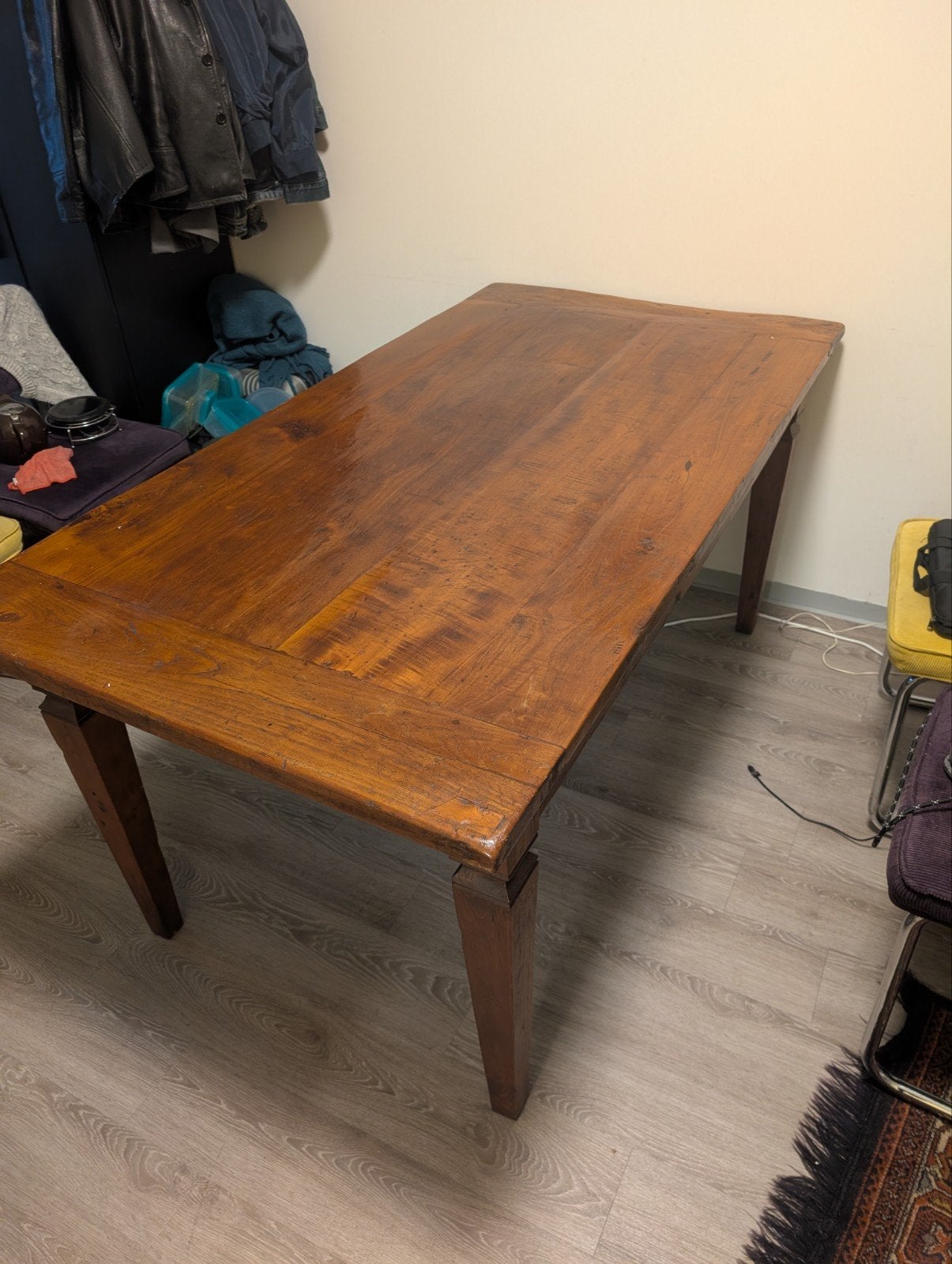Massief houten eettafel, Ophalen, Gebruikt, 50 tot 100 cm, Vijf personen of meer