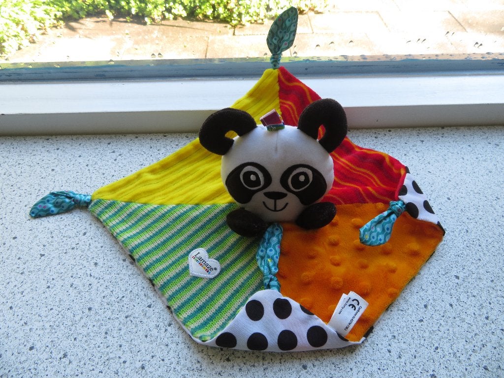 Knuffeldoek panda pandabeer merk Tomy Lamaze vrolijk gekleur, Kinderen en Baby's, Speelgoed | Knuffels en Pluche, Beer, Ophalen of Verzenden