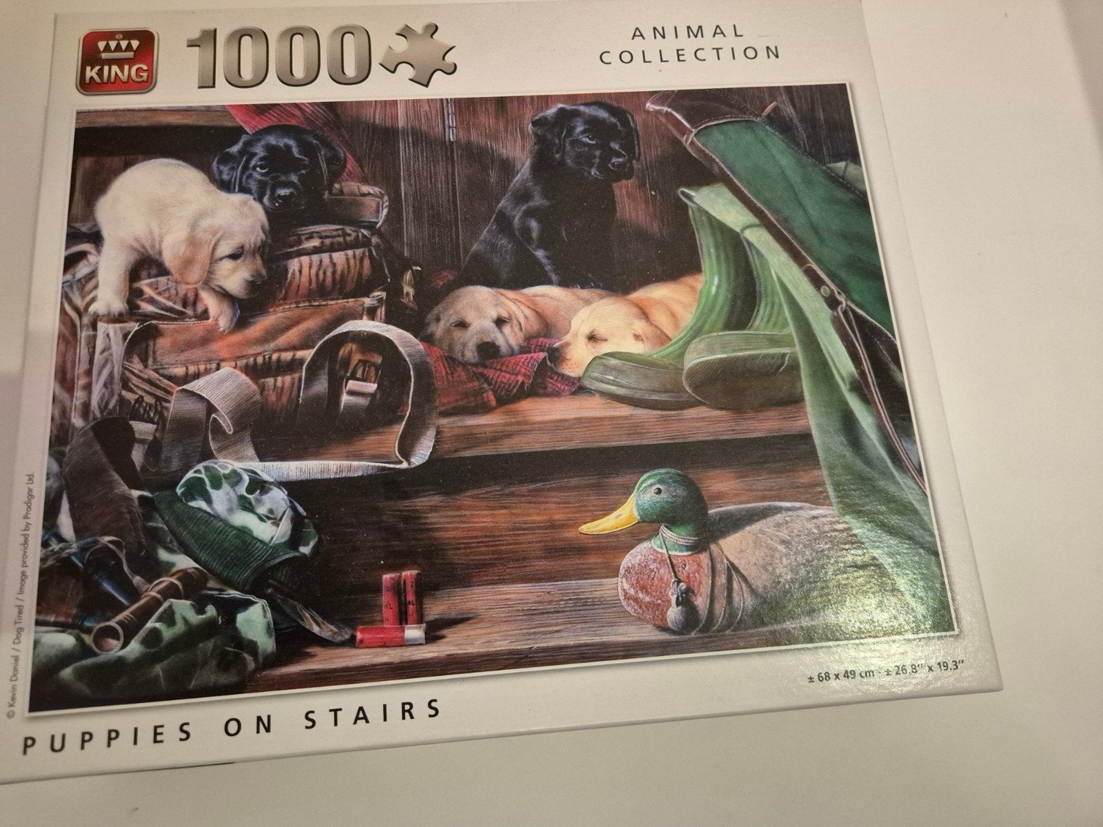 King Legpuzzel 1000 stukjes: Puppies op de trap, Ophalen, 500 t/m 1500 stukjes, Zo goed als nieuw, Legpuzzel