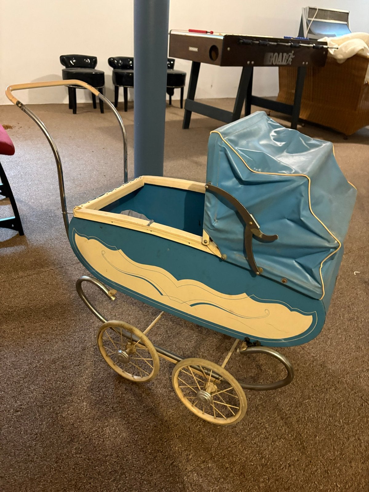 Souplex Vintage Kinder Speelwagen - Blauw/Crème, Ophalen of Verzenden, Gebruikt, Jongen of Meisje