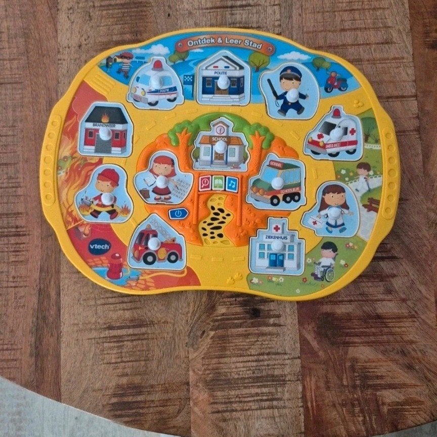 VTech Ontdek & Leer Stad (electrische puzzel), Ophalen of Verzenden, Gebruikt, Elektronica, Met geluid