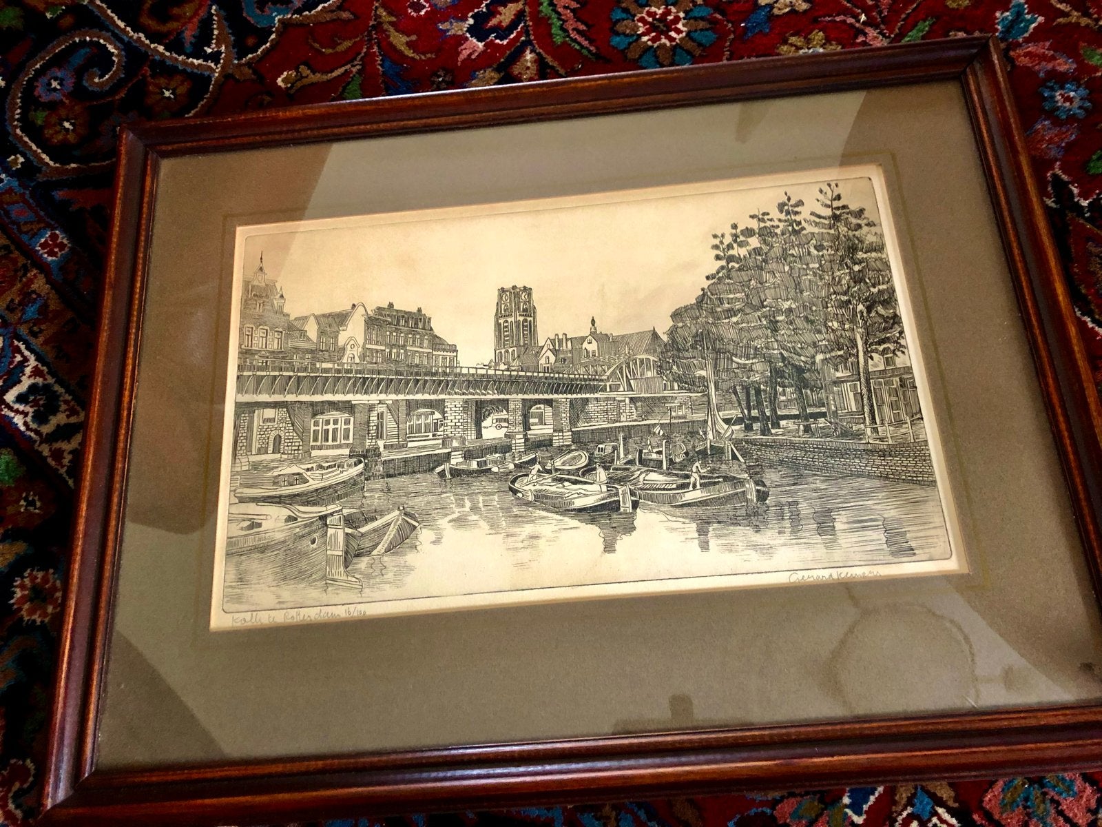 Ets Laurenskerk Rotterdam, gesigneerd en genummerd, Antiek en Kunst, Kunst | Etsen en Gravures, Stadsgezicht, Ophalen of Verzenden