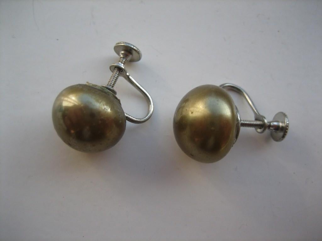 Vintage Clip-on Oorbellen Goudkleurige Parels Jaren '50/'60, Sieraden, Tassen en Uiterlijk, Oorbellen, Overige materialen, Goud
