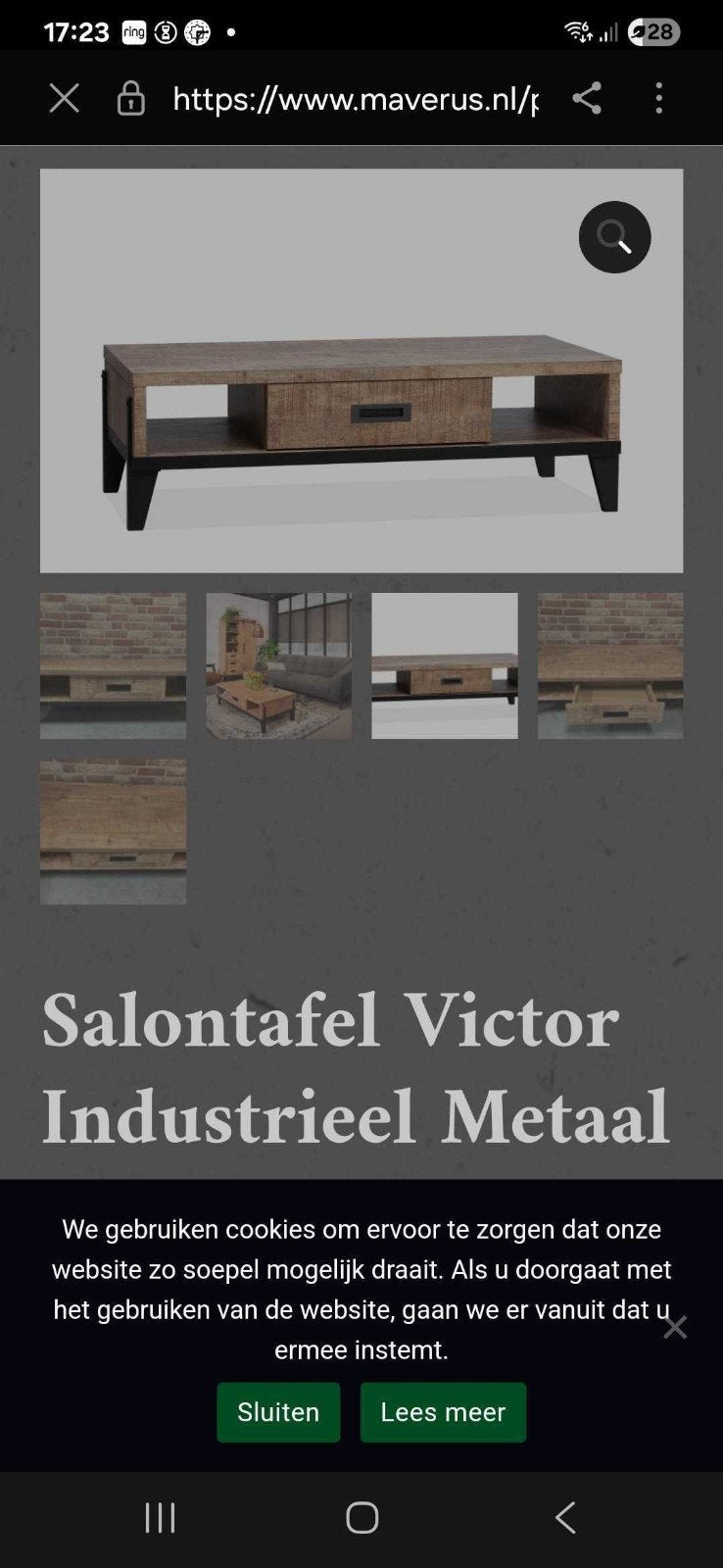 Salontafel Victor Industrieel Metaal en Hout, Overige houtsoorten, Gebruikt, 50 tot 100 cm, 100 tot 150 cm