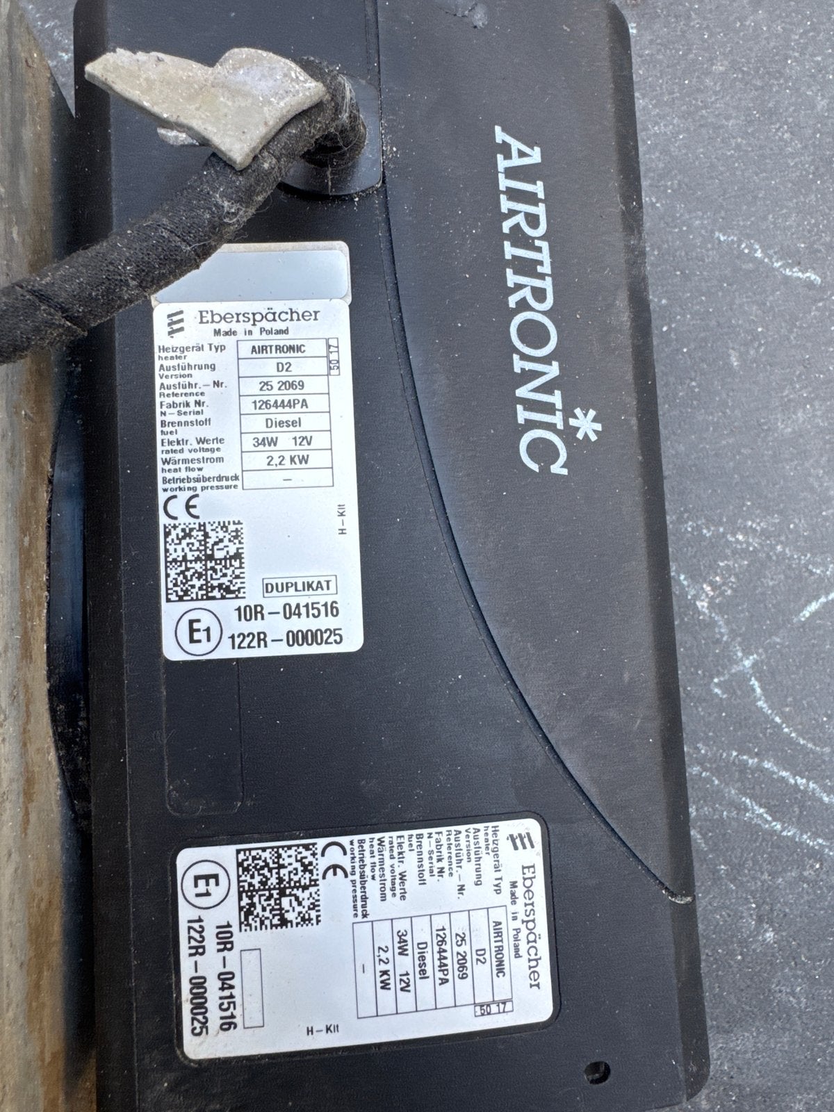 Eberspächer Airtronic D2 Diesel Standkachel 12V 2.2KW, Ophalen, Gebruikt, Overige automerken