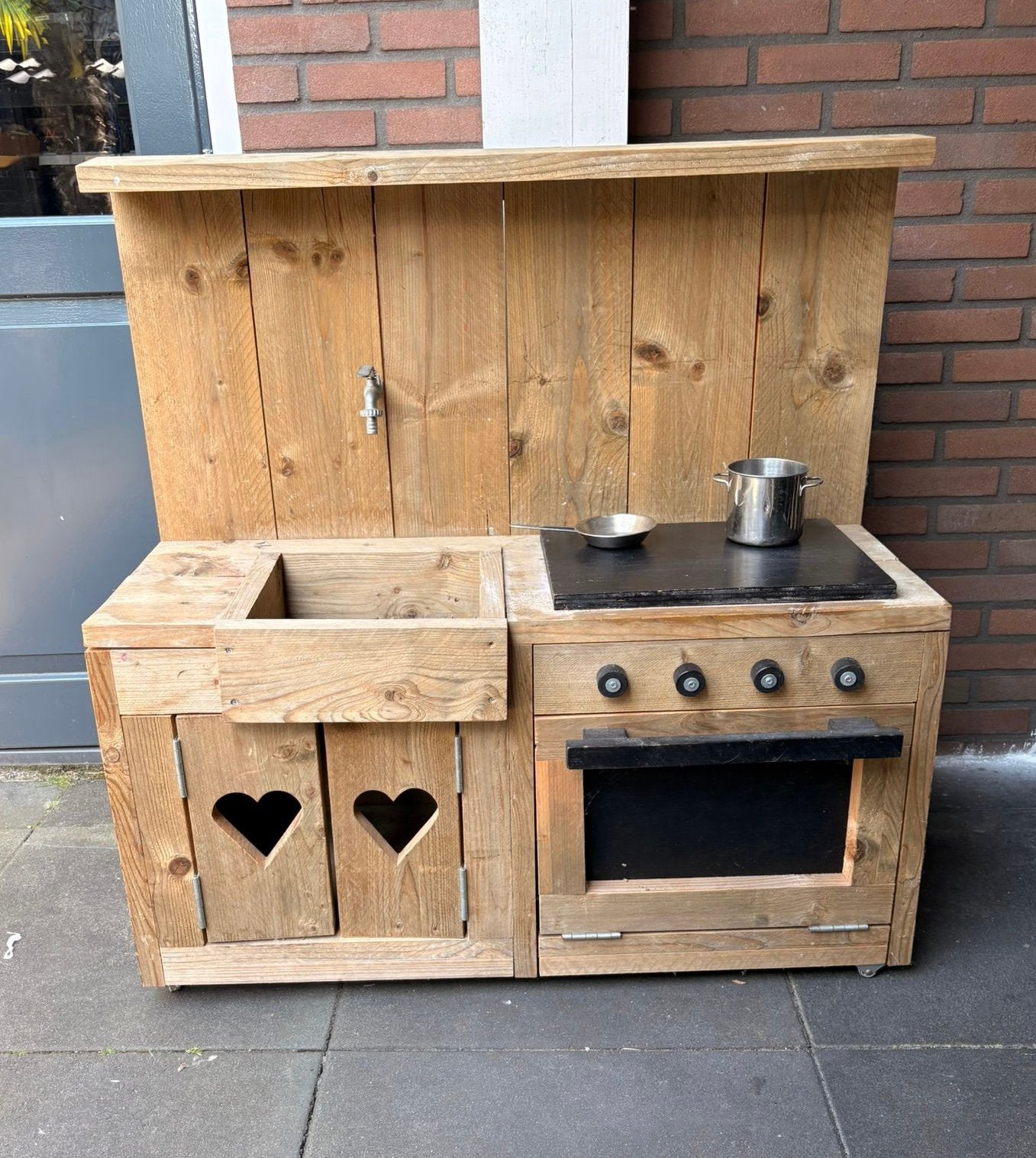 Steigerhouten kinderkeuken/speelkeuken, Ophalen, Zo goed als nieuw