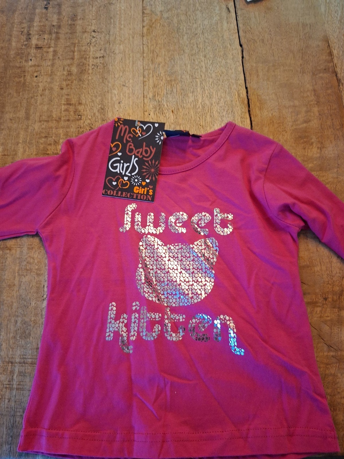 Roze longsleeve met 'Sweet Kitten' opdruk, maat 3, Ophalen of Verzenden