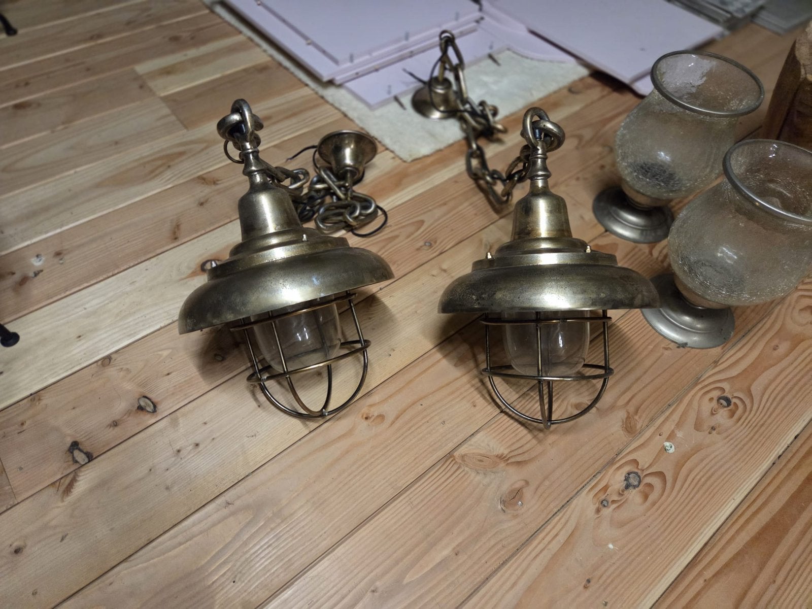 Scheepslampen set, Huis en Inrichting, Lampen | Kroonluchters, Ophalen of Verzenden, Zo goed als nieuw