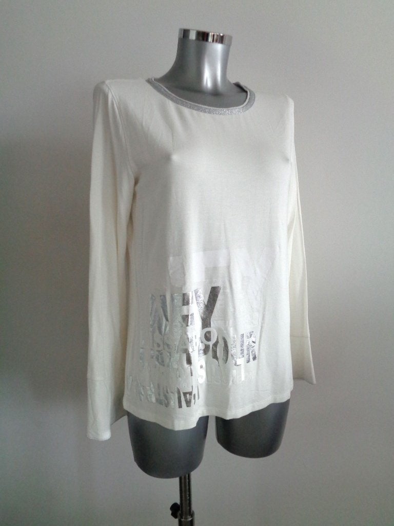 Monari dubbelgevoerde longsleeve modal - viscose 38 Nieuw, Maat 38/40 (M), Wit, Nieuw, Ophalen of Verzenden