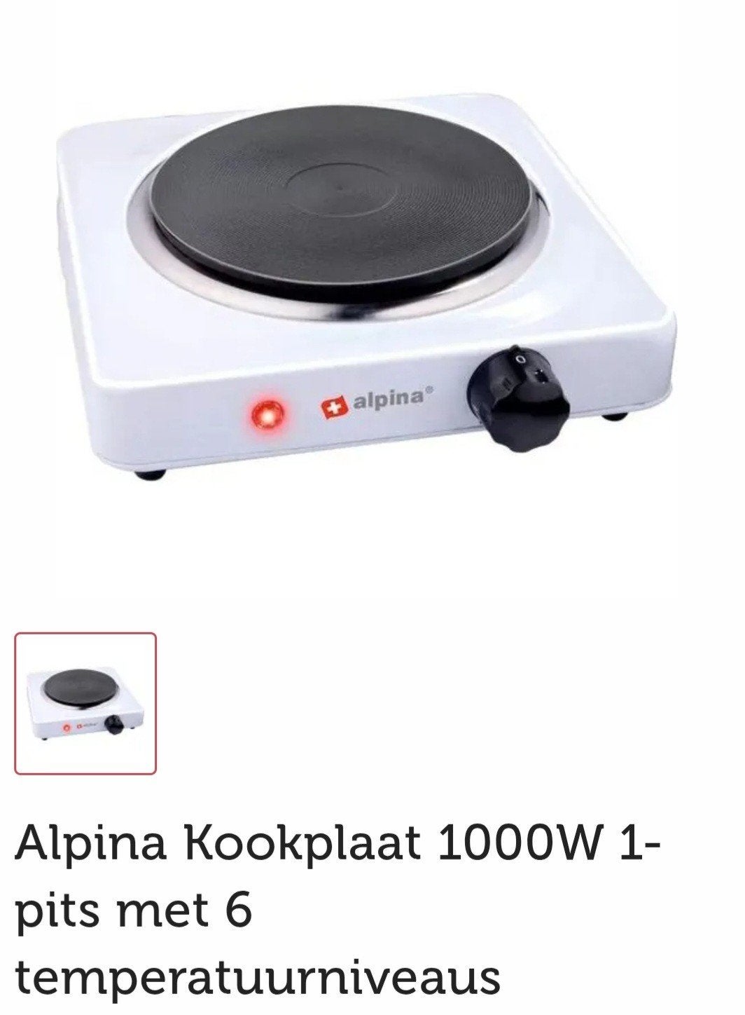 nieuw!!!Kookplaattje 1000W  12,50 euro, Witgoed en Apparatuur, Nieuw, 3 kookzones of minder, Ophalen of Verzenden, Vrijstaand