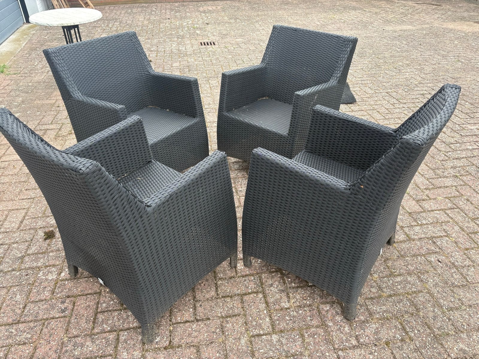 4x Wicker tuinstoelen - Donkergrijs, Ophalen, Gebruikt, Wicker