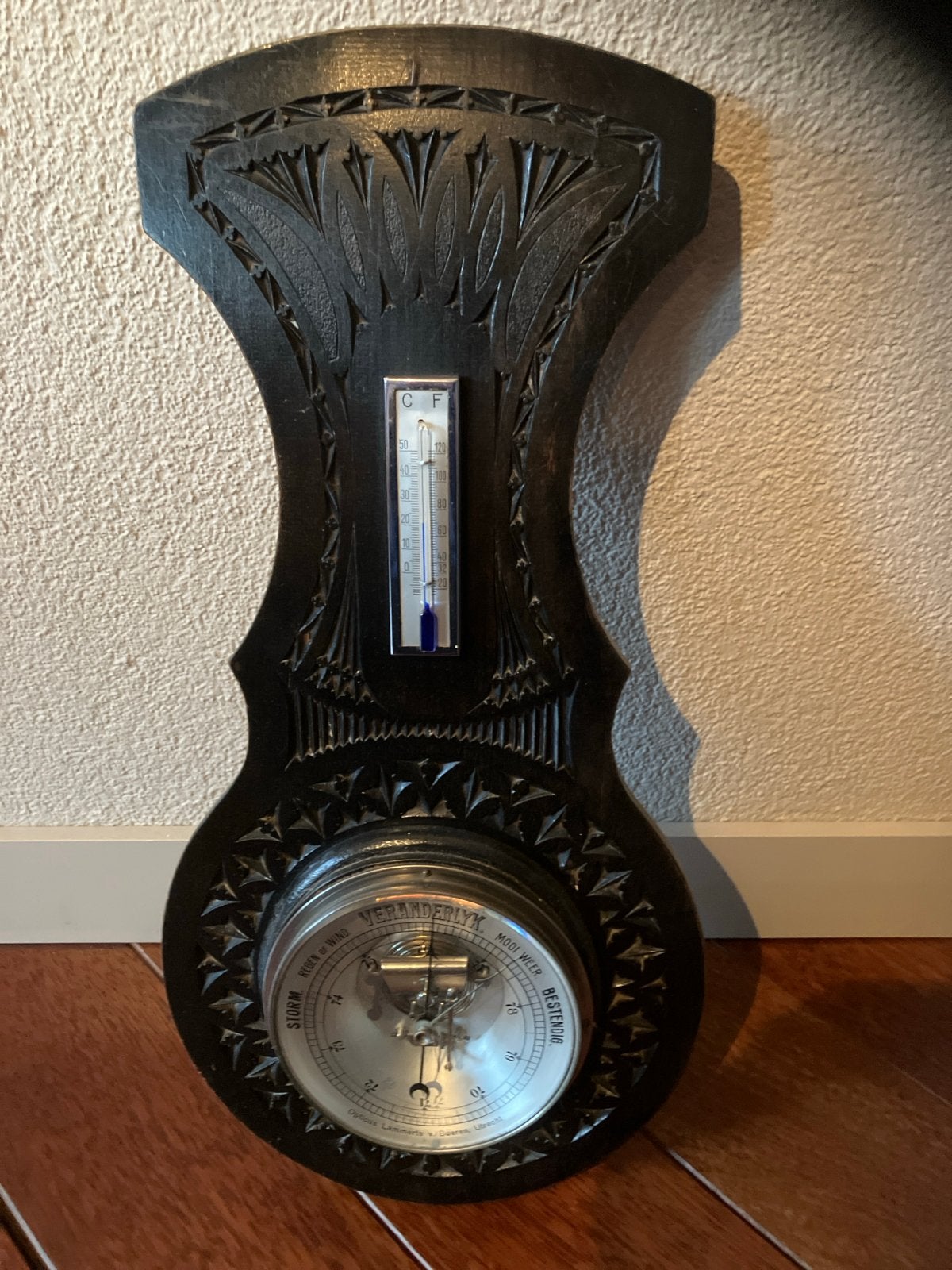 Antieke Barometer en Thermometer - Opticus Lammerts, Ophalen of Verzenden, Gebruikt, Weerstation