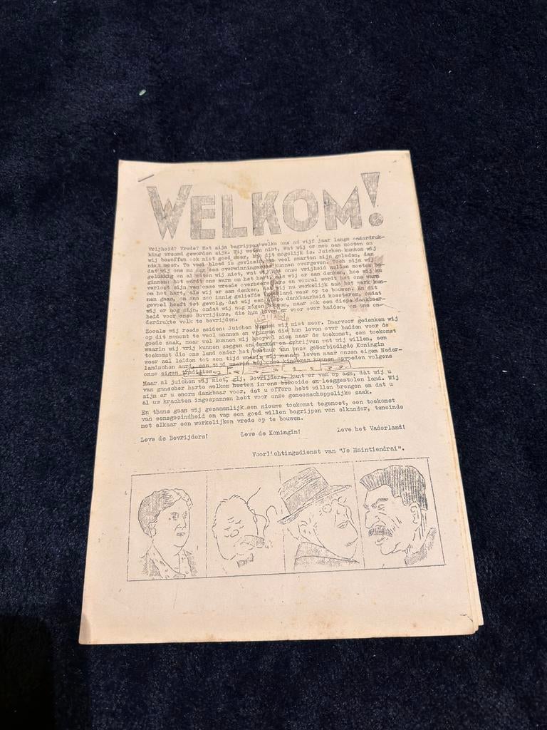 Wo2 bevrijdings krantje Je Maintiendrai, Verzamelen, Militaria | Tweede Wereldoorlog, Ophalen of Verzenden, Nederland, Embleem of Badge