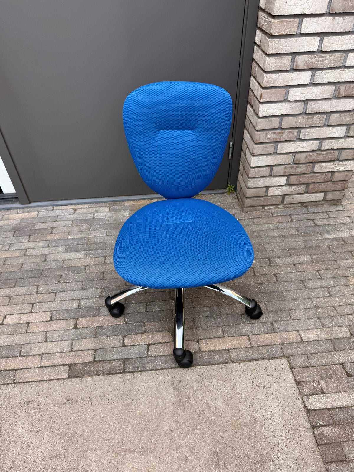 Blauwe bureaustoel met wieltjes, Ophalen, Gebruikt, Blauw, Bureaustoel